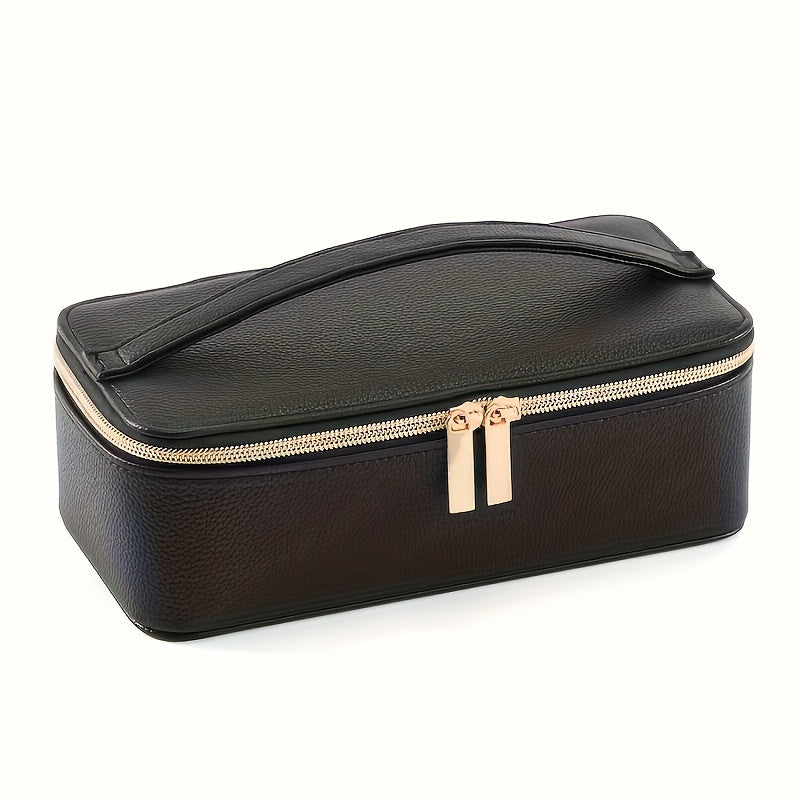 New Trendy Portable Jewelry Box - Large Synthetic Faux Leather Organizer with Transparent Compartments for Bracelets, Earrings, Necklaces & More - Perfect Gift for Women, Home, Dorm, Travel - Ideal for Christmas, Halloween, Back-to, Birthdays, Labor Day,