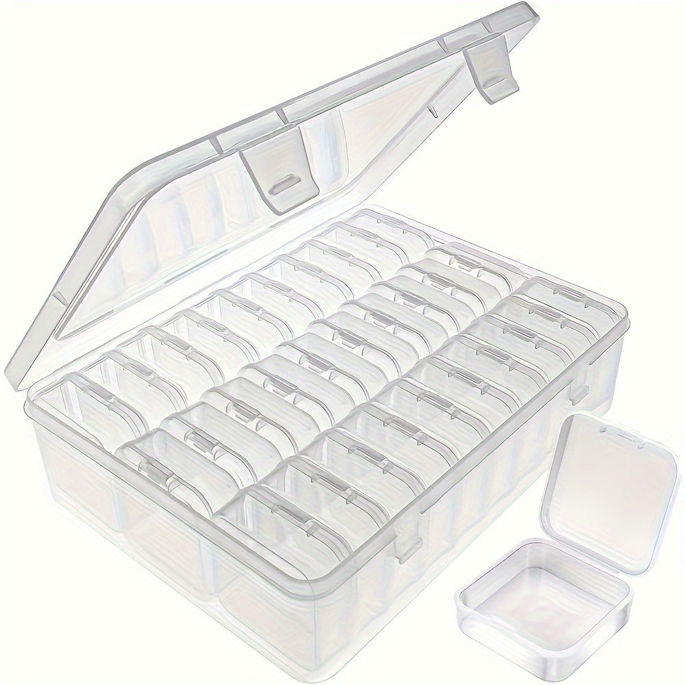 30-Compartment Durable Plastic Storage Box with Removable Trays & Clear Lid - Transparent Organizer for Beads, Jewelry, Small Items - Dustproof & Scratch-Resistant, Space-Saving Rectangular Case with Smooth Edges, Home & Craft Organization Solution,