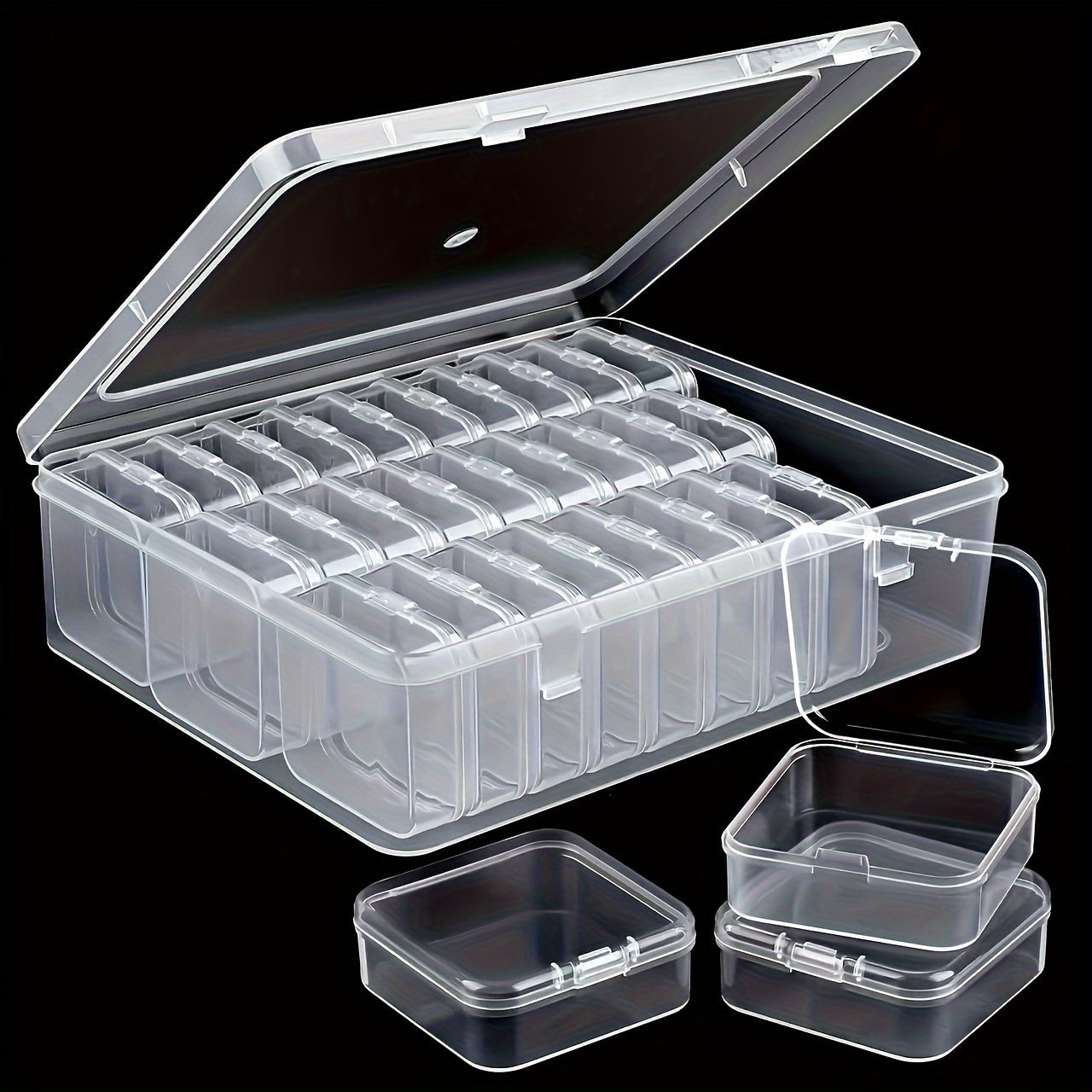 30-Compartment Durable Plastic Storage Box with Removable Trays & Clear Lid - Transparent Organizer for Beads, Jewelry, Small Items - Dustproof & Scratch-Resistant, Space-Saving Rectangular Case with Smooth Edges, Home & Craft Organization Solution,