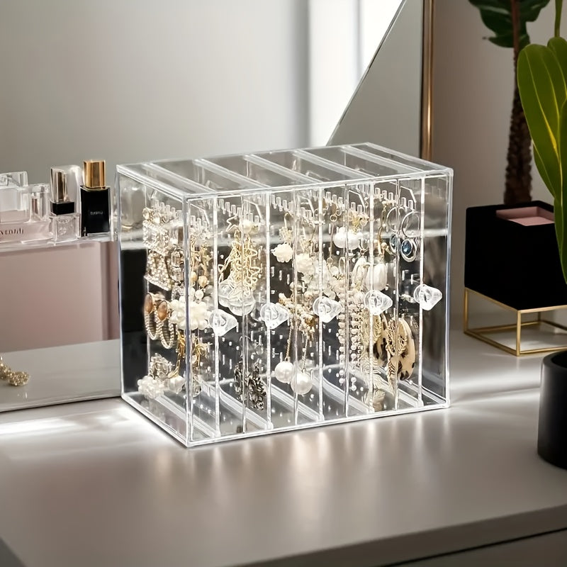 1pc Transparent Jewelry Organizer with Hanging Display Stand - Perfect for Earrings, Necklaces, Bracelets & Accessories Storage Box, Dustproof Design, Ideal Gift for Valentine's Day, Christmas, Father’s Day, Halloween – Best Present for Loved Ones