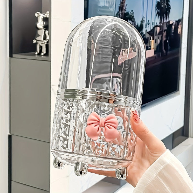 Modern Rectangular Plastic Storage Box with Dust-Proof Clear Lid, Multipurpose Organizer for Lipstick, Eyebrow Pencil, Paint - Ideal for Christmas and New Year'S Gifts, No Electricity Needed, Jewelry Boxes