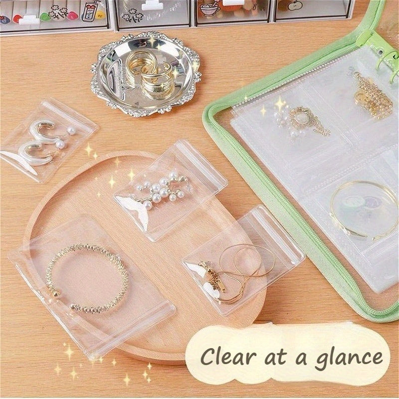 1Set High Capacity Travel Jewelry Storage Box - Contains One Storage Book, Fifty Small Bags And Twenty Large Bags. A Variety of Colors to Choose From, Transparent Multi-Grid Storage, Suitable for Earrings, Necklaces, Rings - Portable Storage Bag,