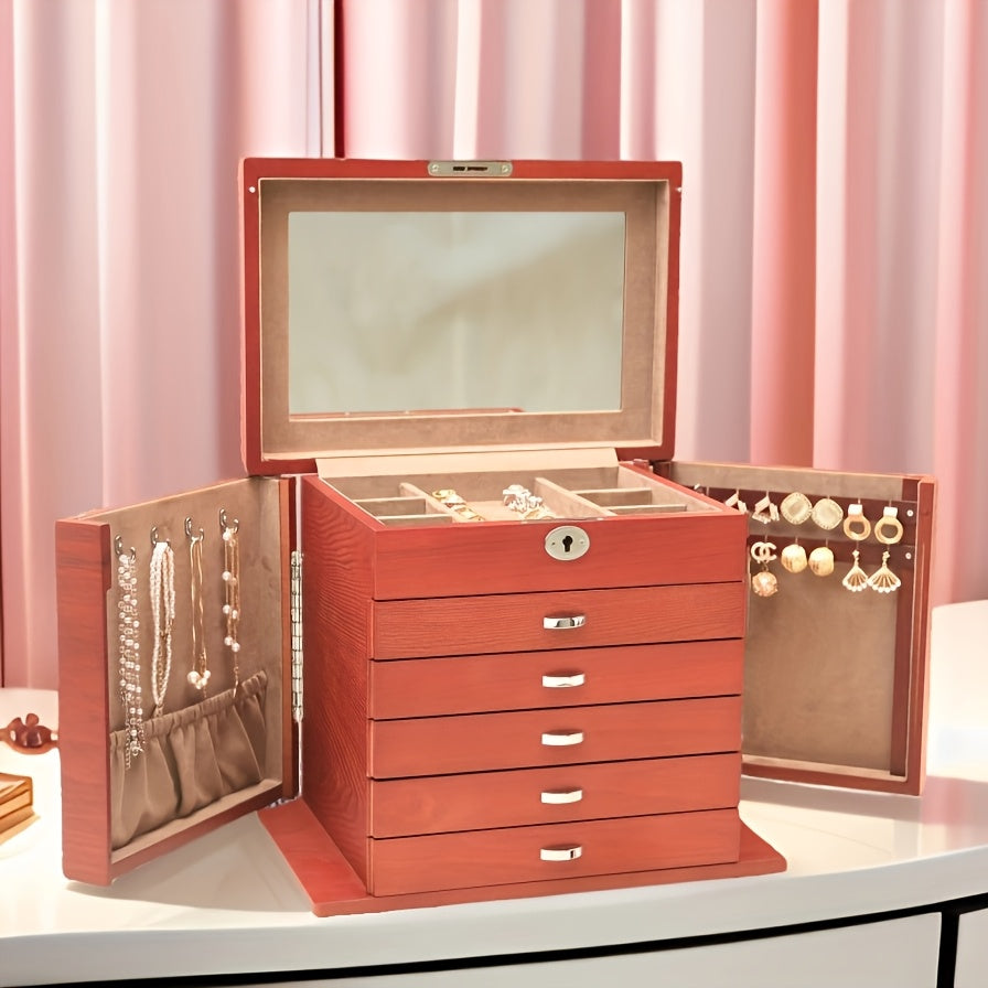 Wooden Jewelry Boxes For Women, 6-Layer Vintage Jewelry Box Wood, Wooden Jewelry Organizer For Storage Jewelry