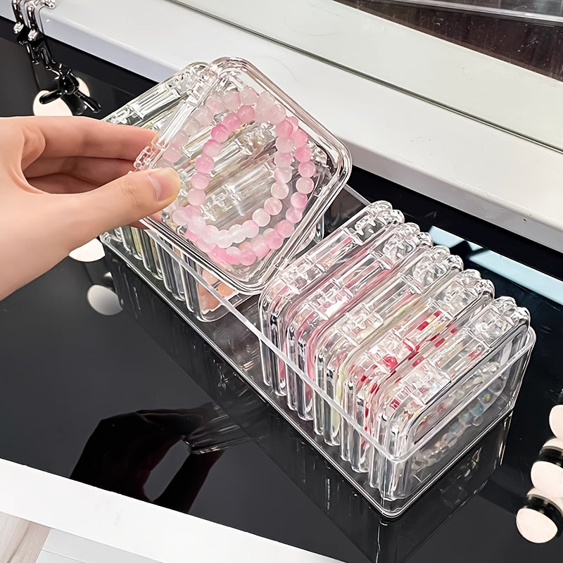 13-Piece Clear Plastic Jewelry and Personal Care Product Organizer Set – Fragrance-Free, Stackable Containers for Bracelets, Necklaces, and Dresser Accessories