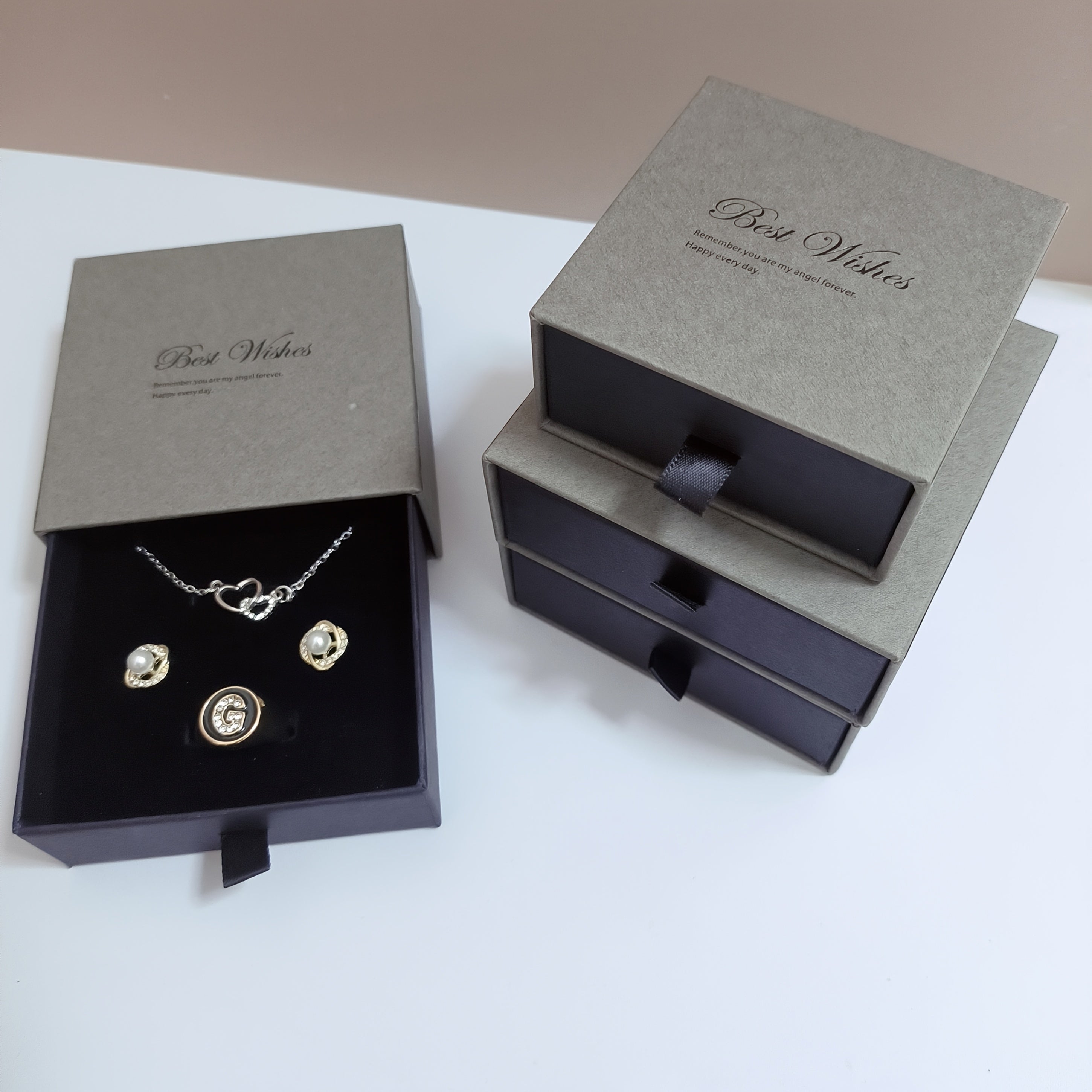 12pcs Gray Fashion Drawer Jewelry Box, Simple And Elegant Jewelry Box, Hard Paper Material, Can Store Rings, Earrings, Necklaces, Earrings - Suitable for Jewelry Display Box, Gift Box, Valentine'S Day Birthday Gift