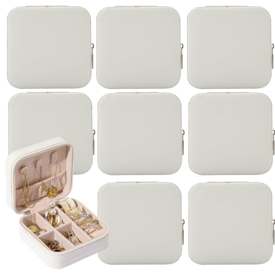 12/8pcs Travel Jewelry Organizer Case - Mini Faux Leather Jewelry Boxes with Multiple Compartments for Rings, Earrings, Necklaces - Valentine'S Day, Mother'S Day, Christmas, Graduation Gift for Women, Jewelry Gift Box, Jewelry Boxes