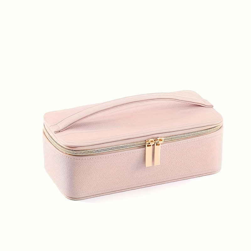 New Trendy Portable Jewelry Box - Large Synthetic Faux Leather Organizer with Transparent Compartments for Bracelets, Earrings, Necklaces & More - Perfect Gift for Women, Home, Dorm, Travel - Ideal for Christmas, Halloween, Back-to, Birthdays, Labor Day,