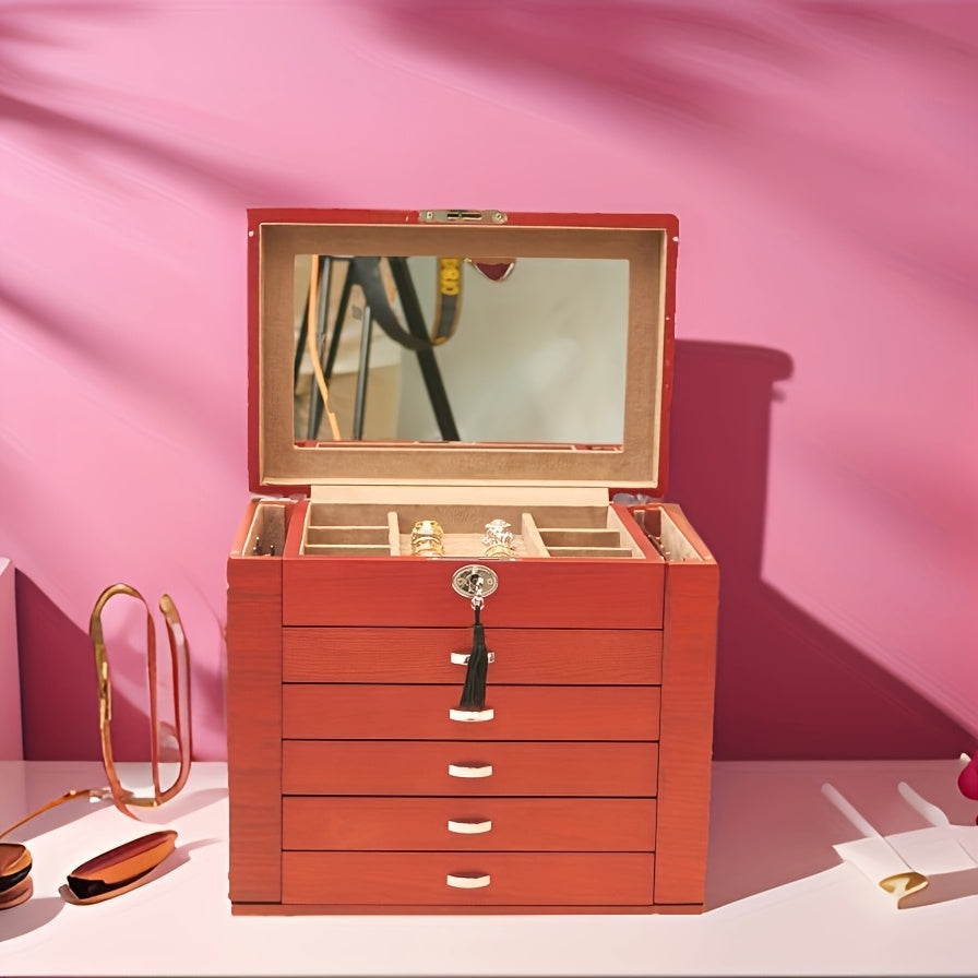 Wooden Jewelry Boxes For Women, 6-Layer Vintage Jewelry Box Wood, Wooden Jewelry Organizer For Storage Jewelry