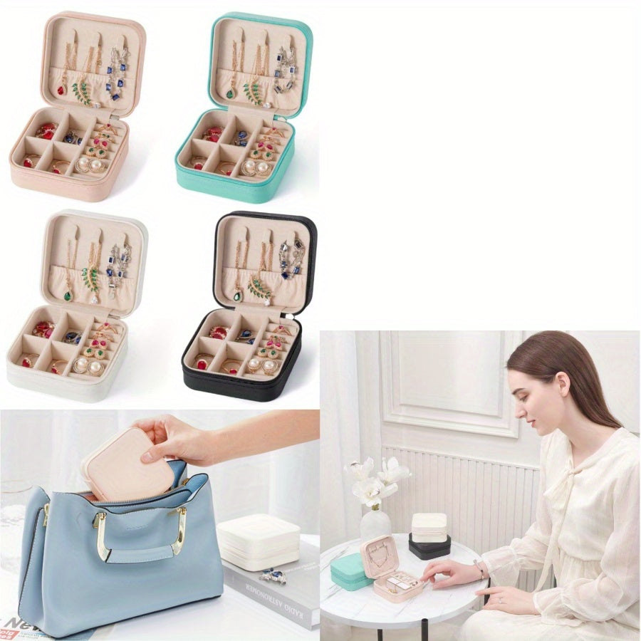12/8pcs Travel Jewelry Organizer Case - Mini Faux Leather Jewelry Boxes with Multiple Compartments for Rings, Earrings, Necklaces - Valentine'S Day, Mother'S Day, Christmas, Graduation Gift for Women, Jewelry Gift Box, Jewelry Boxes