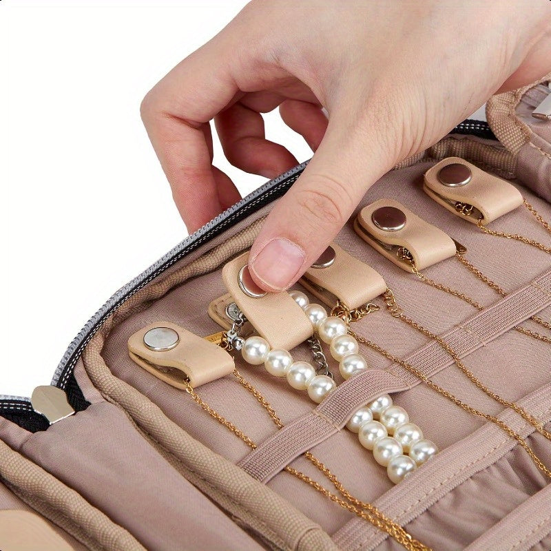 Travel Jewelry Organizer Portable Storage Case for Earrings Rings Necklaces Bracelets Pink