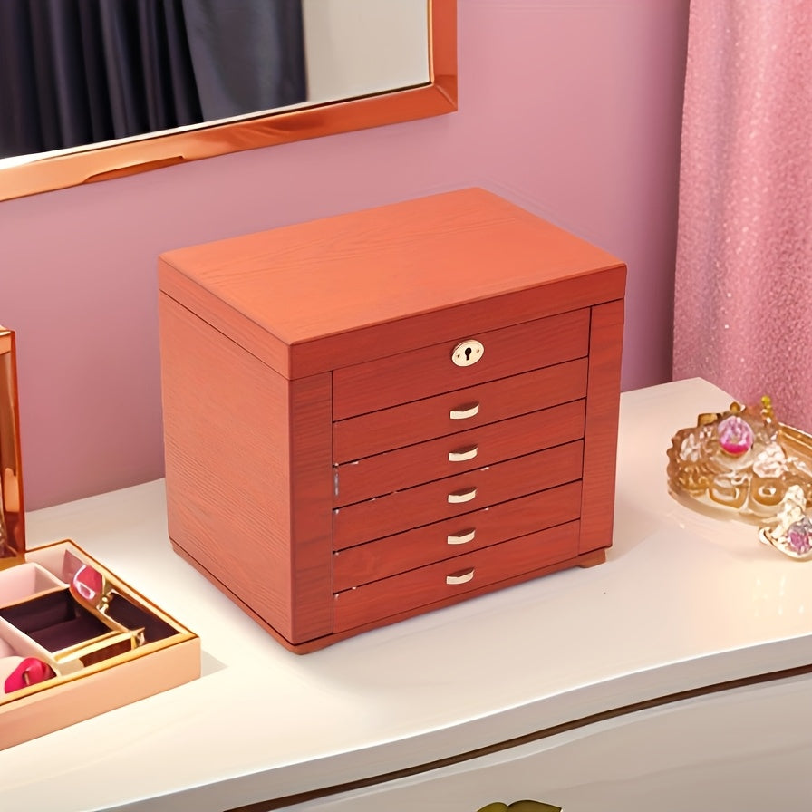 Wooden Jewelry Boxes For Women, 6-Layer Vintage Jewelry Box Wood, Wooden Jewelry Organizer For Storage Jewelry