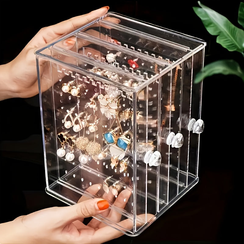 1pc Transparent Jewelry Organizer with Hanging Display Stand - Perfect for Earrings, Necklaces, Bracelets & Accessories Storage Box, Dustproof Design, Ideal Gift for Valentine's Day, Christmas, Father’s Day, Halloween – Best Present for Loved Ones