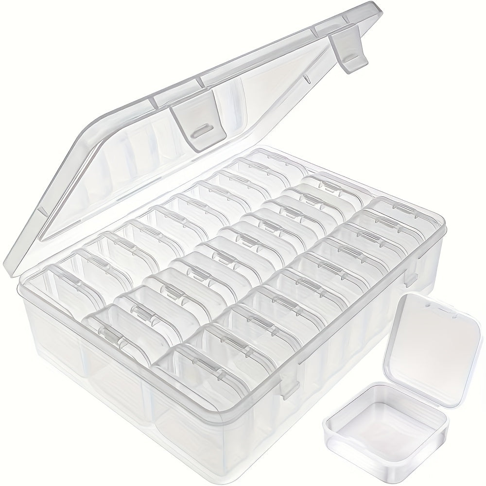 30-Pack Clear Storage Boxes with Lid - Stackable Organizer with Individual Compartments, Transparent Containers for Jewelry, Beads, Crafts, Office, Home - Durable Clear Plastic Boxes for Easy Visibility & Organization, Jewelry Box Organizer, Craft
