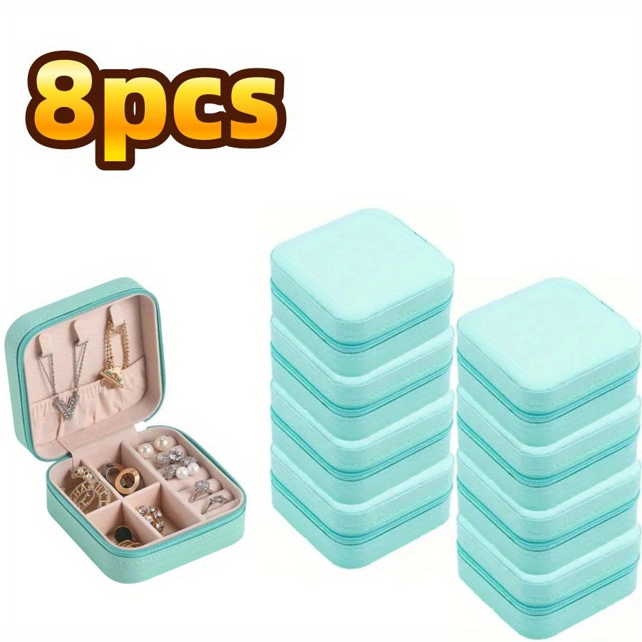 12/8pcs Travel Jewelry Organizer Case - Mini Faux Leather Jewelry Boxes with Multiple Compartments for Rings, Earrings, Necklaces - Valentine'S Day, Mother'S Day, Christmas, Graduation Gift for Women, Jewelry Gift Box, Jewelry Boxes
