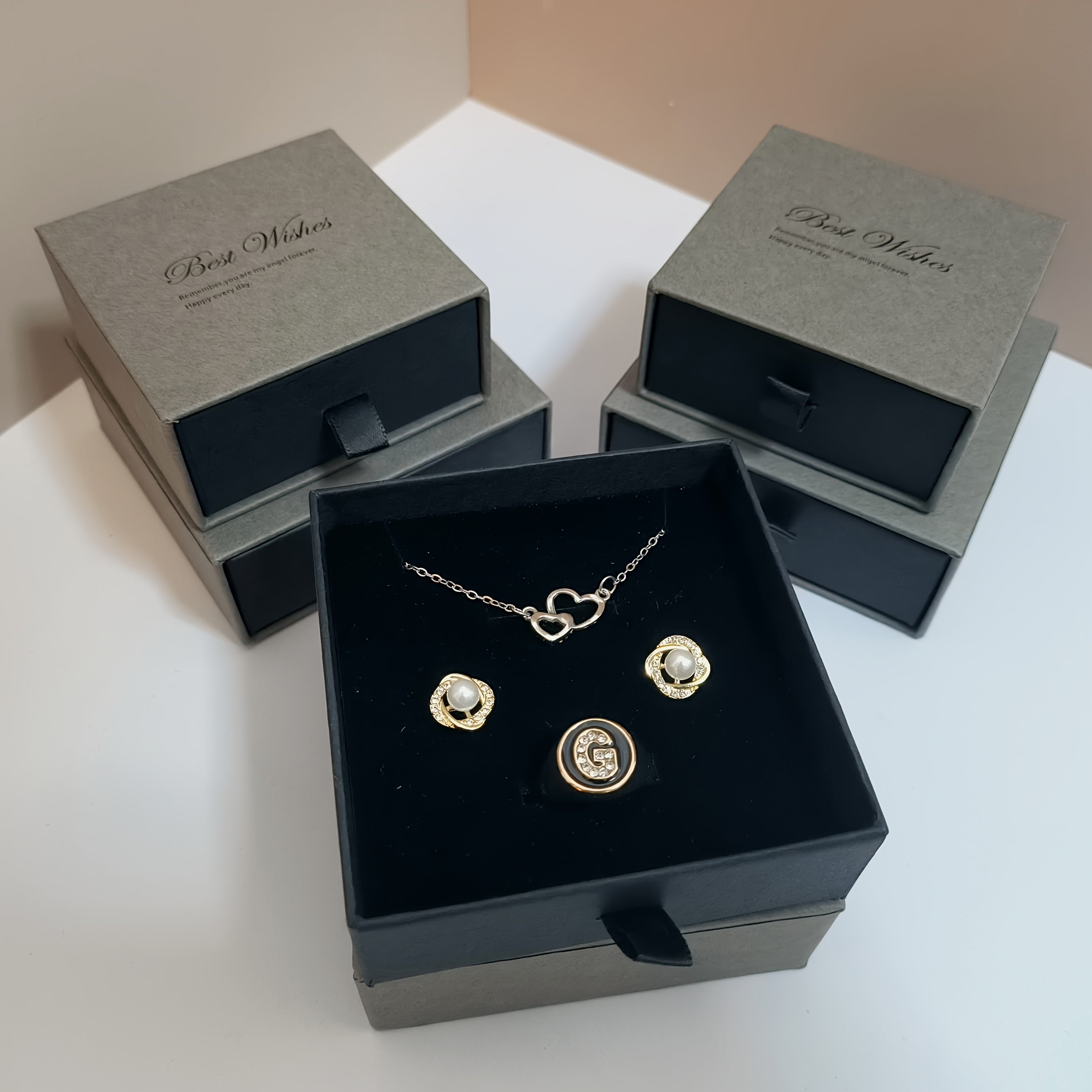 12pcs Gray Fashion Drawer Jewelry Box, Simple And Elegant Jewelry Box, Hard Paper Material, Can Store Rings, Earrings, Necklaces, Earrings - Suitable for Jewelry Display Box, Gift Box, Valentine'S Day Birthday Gift
