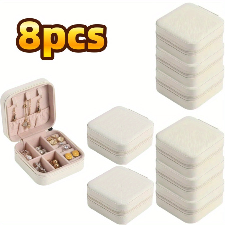 12/8pcs Travel Jewelry Organizer Case - Mini Faux Leather Jewelry Boxes with Multiple Compartments for Rings, Earrings, Necklaces - Valentine'S Day, Mother'S Day, Christmas, Graduation Gift for Women, Jewelry Gift Box, Jewelry Boxes