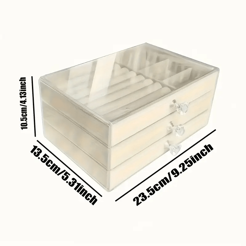 Modern Style Three-Layer Flocked Jewelry Storage Box, Fleece Lining with Acrylic Display Stand, 3 Drawers for Organizing Bracelets and Rings, Exuding Luxury Taste