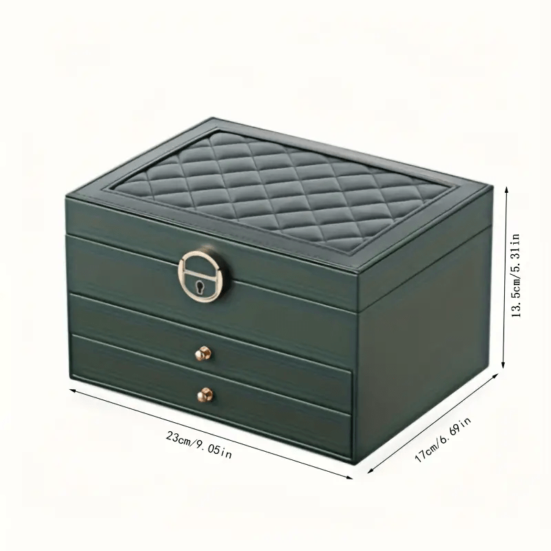Luxury Square Jewelry Box, Two/Three-Layer Locking Structure for Security, Soft Lined to Protect Jewelry, Multi-Compartment Design for Necklaces and Bracelets, Showcasing a Lady'S Elegance