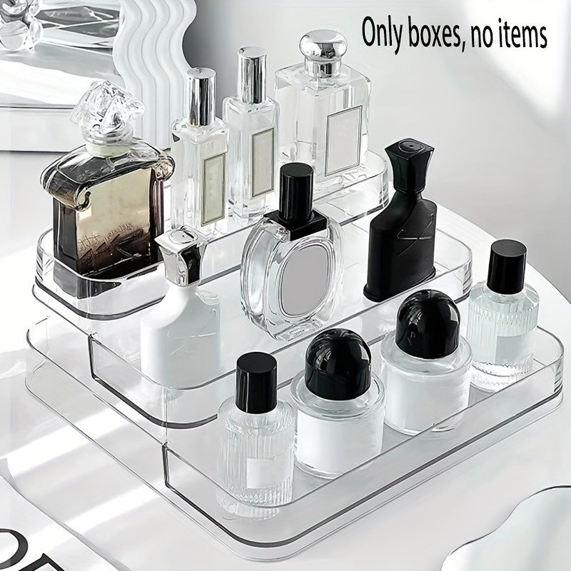 Versatile 3-Tier Clear Plastic Storage Box - Ideal for Organizing Jewelry, Cosmetics, Perfumes & Office Supplies | Sleek, Portable Design for Desktop Display, Jewelry Organizer Storage, Jewelry Boxes