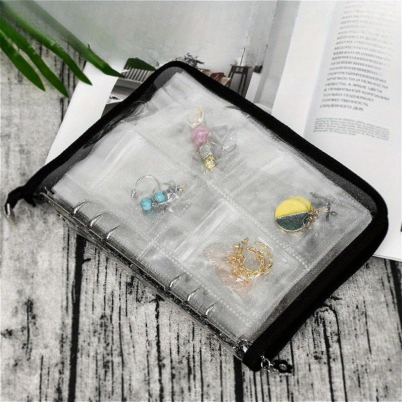1Set High Capacity Travel Jewelry Storage Box - Contains One Storage Book, Fifty Small Bags And Twenty Large Bags. A Variety of Colors to Choose From, Transparent Multi-Grid Storage, Suitable for Earrings, Necklaces, Rings - Portable Storage Bag,