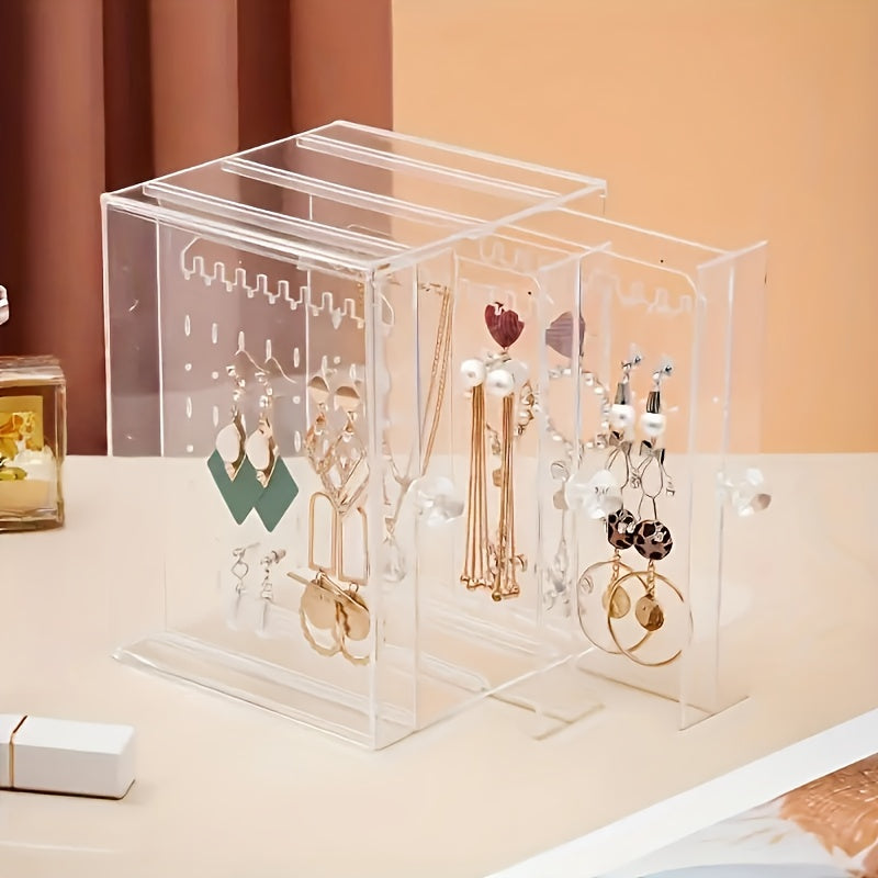 1pc Transparent Jewelry Organizer with Hanging Display Stand - Perfect for Earrings, Necklaces, Bracelets & Accessories Storage Box, Dustproof Design, Ideal Gift for Valentine's Day, Christmas, Father’s Day, Halloween – Best Present for Loved Ones