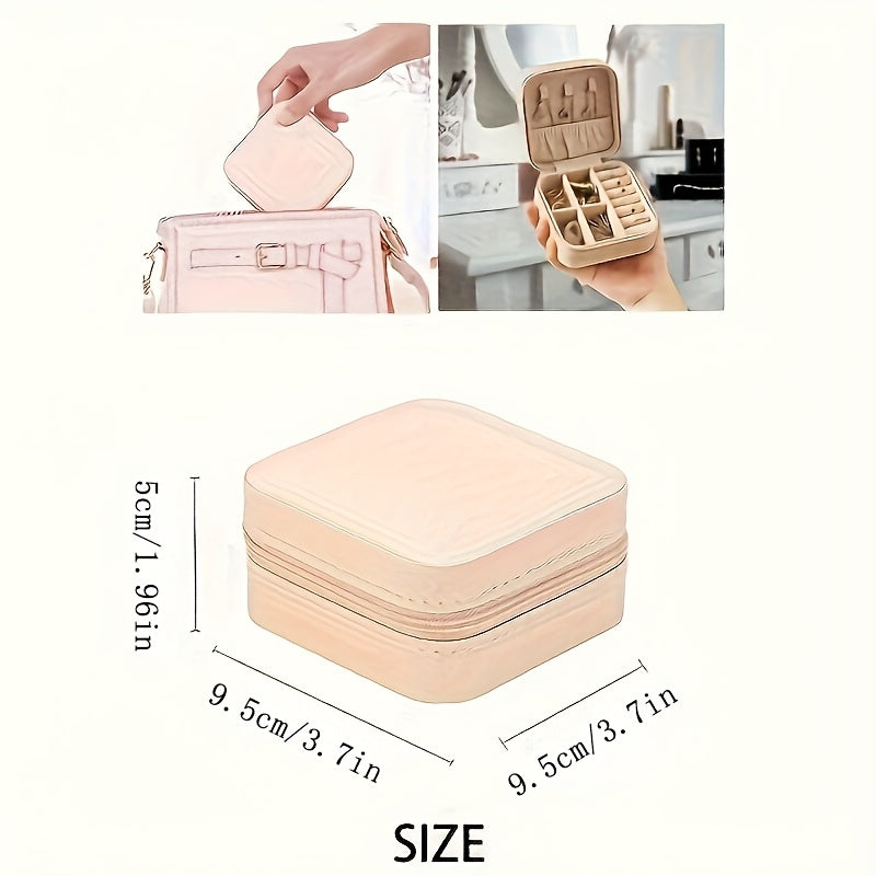3 Fresh Colors 15pcs PU leather high-quality mini portable jewelry travel box, small jewelry storage box, large capacity suitable for rings, earrings, pendants, watches, necklaces, lipstick storage boxes, Jewelry Boxes