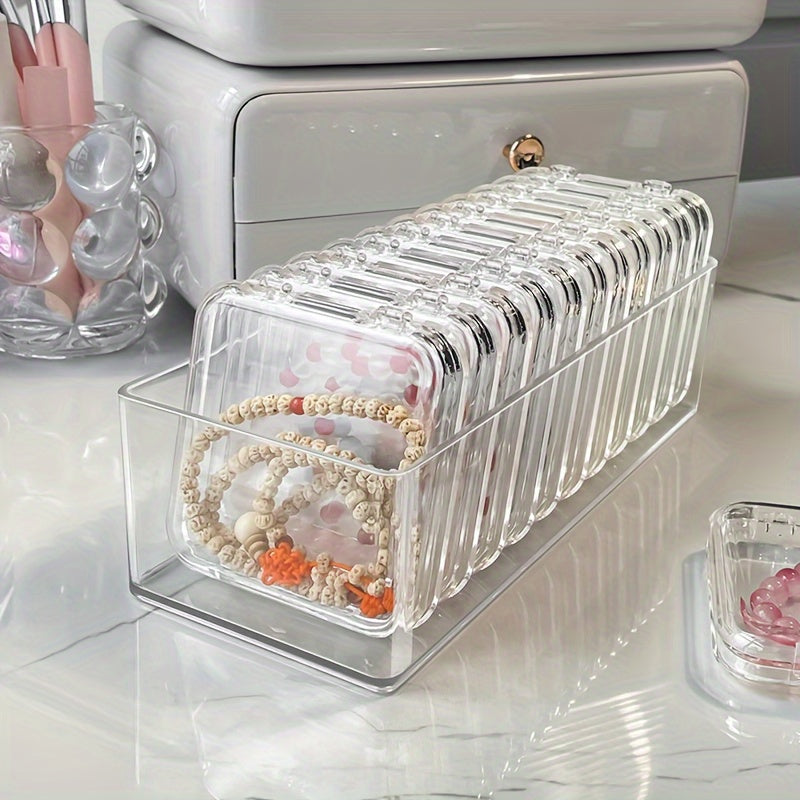 13-Piece Clear Plastic Jewelry and Personal Care Product Organizer Set – Fragrance-Free, Stackable Containers for Bracelets, Necklaces, and Dresser Accessories