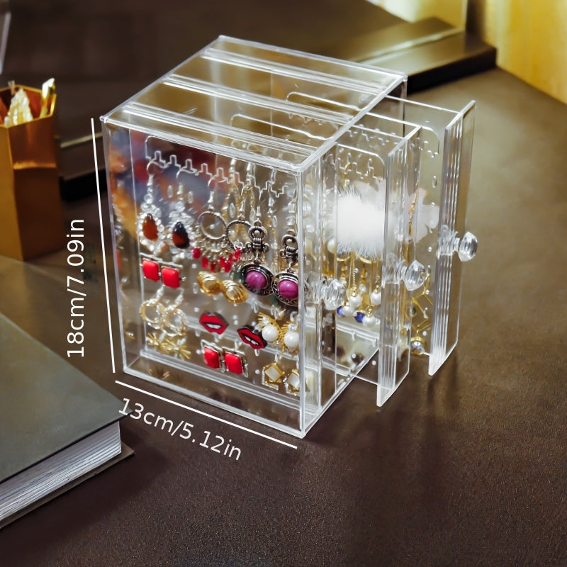 1pc Transparent Jewelry Organizer with Hanging Display Stand - Perfect for Earrings, Necklaces, Bracelets & Accessories Storage Box, Dustproof Design, Ideal Gift for Valentine's Day, Christmas, Father’s Day, Halloween – Best Present for Loved Ones