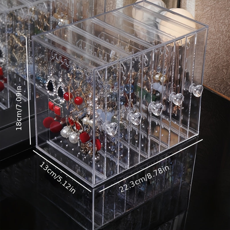1pc Transparent Jewelry Organizer with Hanging Display Stand - Perfect for Earrings, Necklaces, Bracelets & Accessories Storage Box, Dustproof Design, Ideal Gift for Valentine's Day, Christmas, Father’s Day, Halloween – Best Present for Loved Ones