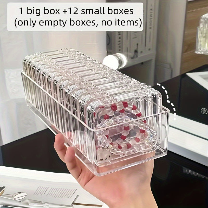 13-Piece Clear Plastic Jewelry and Personal Care Product Organizer Set – Fragrance-Free, Stackable Containers for Bracelets, Necklaces, and Dresser Accessories