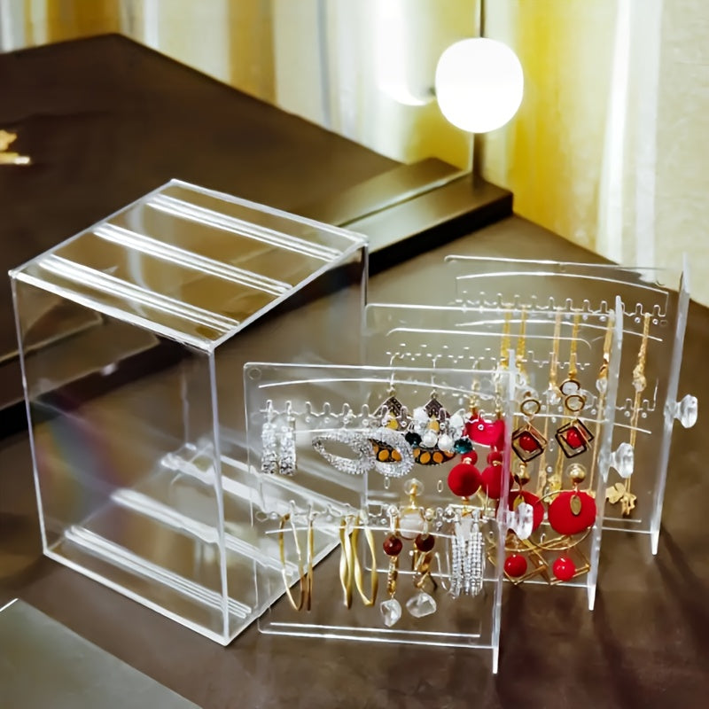 1pc Transparent Jewelry Organizer with Hanging Display Stand - Perfect for Earrings, Necklaces, Bracelets & Accessories Storage Box, Dustproof Design, Ideal Gift for Valentine's Day, Christmas, Father’s Day, Halloween – Best Present for Loved Ones