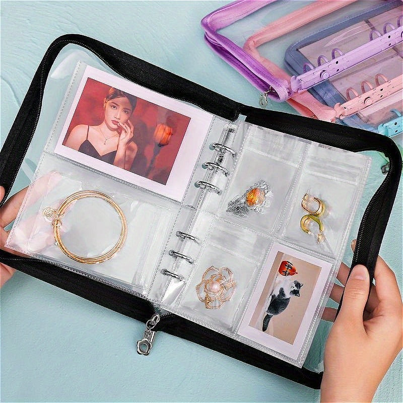 1Set High Capacity Travel Jewelry Storage Box - Contains One Storage Book, Fifty Small Bags And Twenty Large Bags. A Variety of Colors to Choose From, Transparent Multi-Grid Storage, Suitable for Earrings, Necklaces, Rings - Portable Storage Bag,