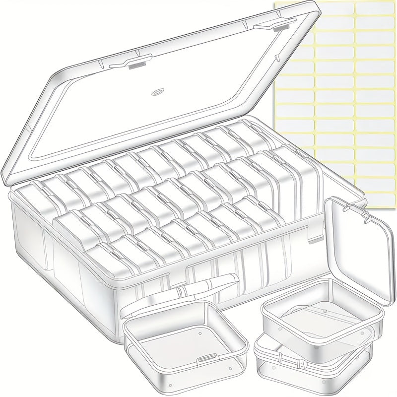 30-Pack Clear Storage Boxes with Lid - Stackable Organizer with Individual Compartments, Transparent Containers for Jewelry, Beads, Crafts, Office, Home - Durable Clear Plastic Boxes for Easy Visibility & Organization, Jewelry Box Organizer, Craft