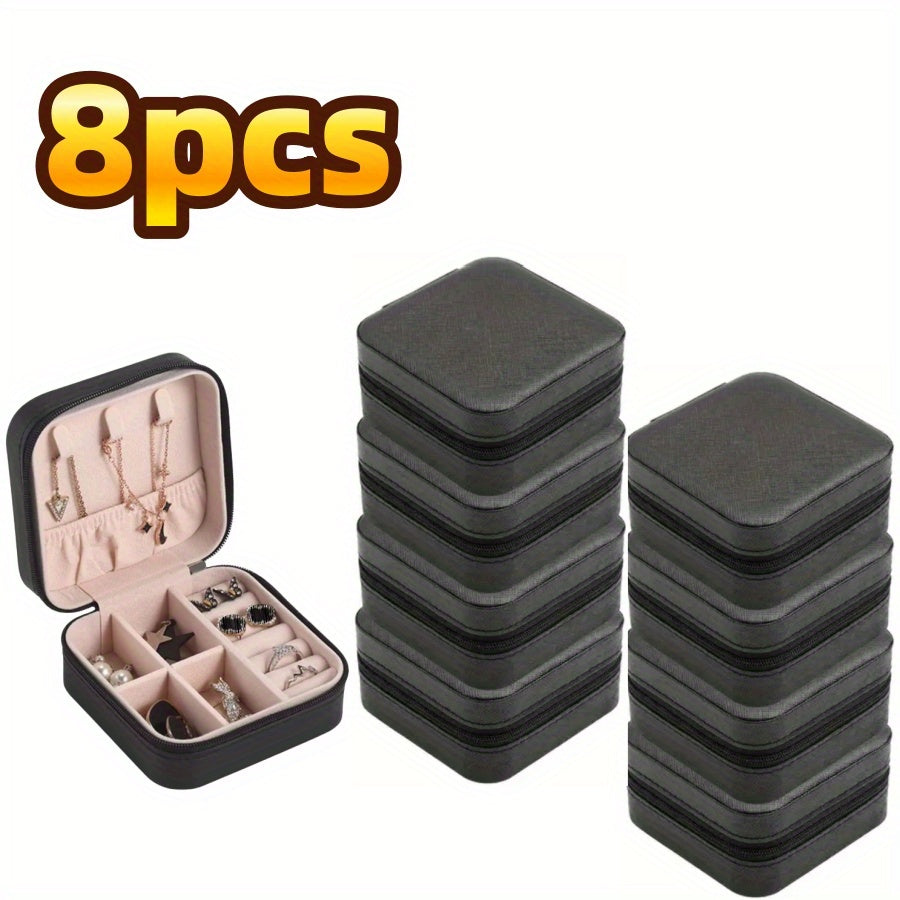 12/8pcs Travel Jewelry Organizer Case - Mini Faux Leather Jewelry Boxes with Multiple Compartments for Rings, Earrings, Necklaces - Valentine'S Day, Mother'S Day, Christmas, Graduation Gift for Women, Jewelry Gift Box, Jewelry Boxes