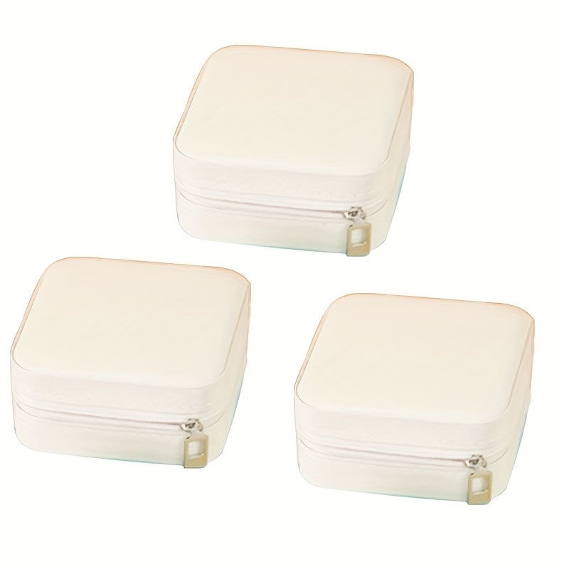 3 Fresh Colors 15pcs PU leather high-quality mini portable jewelry travel box, small jewelry storage box, large capacity suitable for rings, earrings, pendants, watches, necklaces, lipstick storage boxes, Jewelry Boxes