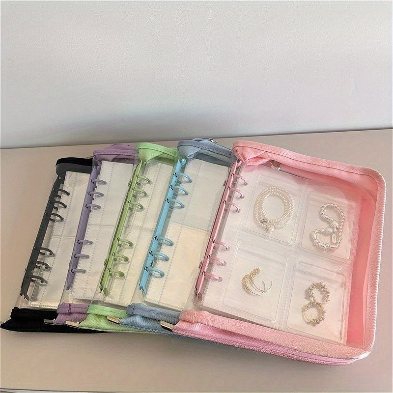 1Set High Capacity Travel Jewelry Storage Box - Contains One Storage Book, Fifty Small Bags And Twenty Large Bags. A Variety of Colors to Choose From, Transparent Multi-Grid Storage, Suitable for Earrings, Necklaces, Rings - Portable Storage Bag,