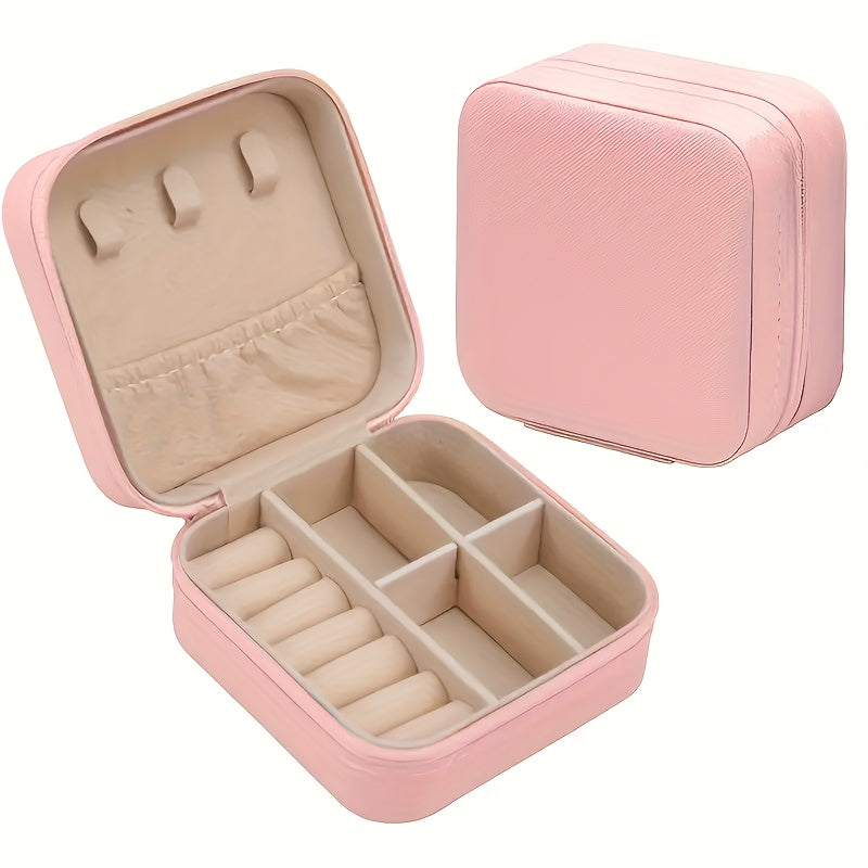 3 Fresh Colors 15pcs PU leather high-quality mini portable jewelry travel box, small jewelry storage box, large capacity suitable for rings, earrings, pendants, watches, necklaces, lipstick storage boxes, Jewelry Boxes