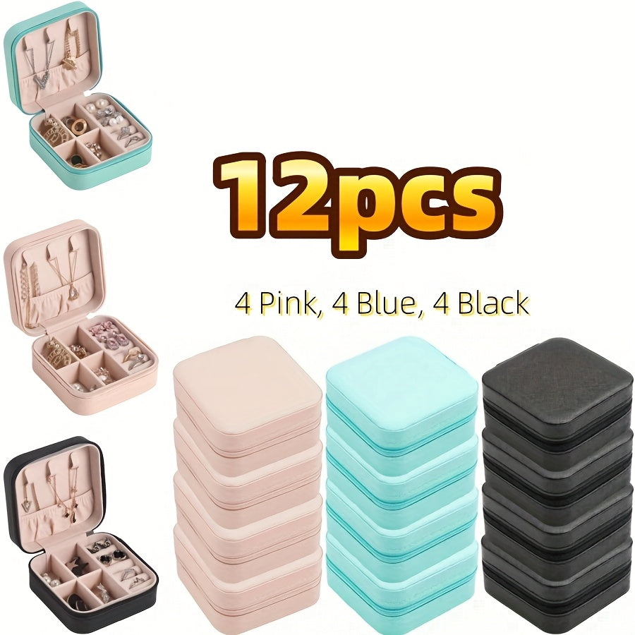 12/8pcs Travel Jewelry Organizer Case - Mini Faux Leather Jewelry Boxes with Multiple Compartments for Rings, Earrings, Necklaces - Valentine'S Day, Mother'S Day, Christmas, Graduation Gift for Women, Jewelry Gift Box, Jewelry Boxes